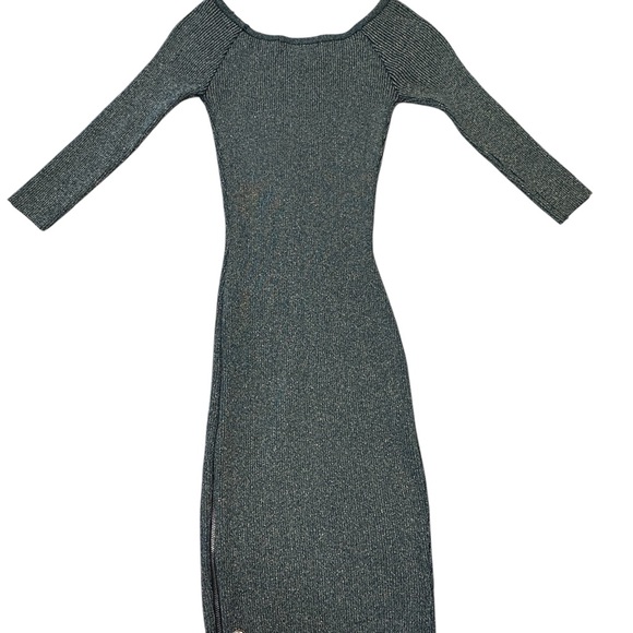 Say what? Metallic Teal Long Sleeve Dress - Picture 7 of 7